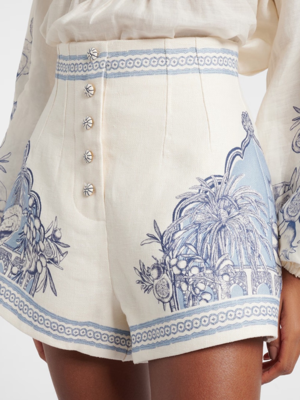 ALÉMAIS

Villa Romantica printed linen Bermuda shorts